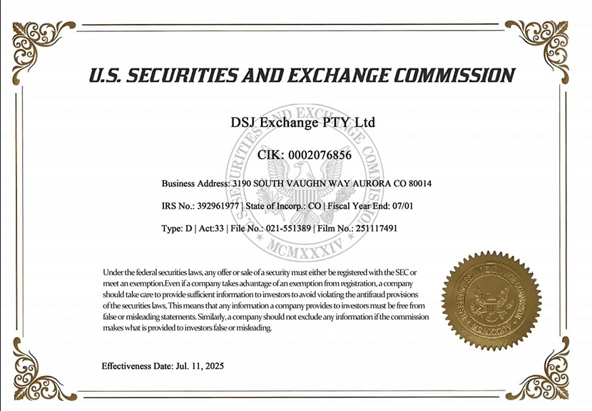 U.S. SEC — DSJ Exchange Registration