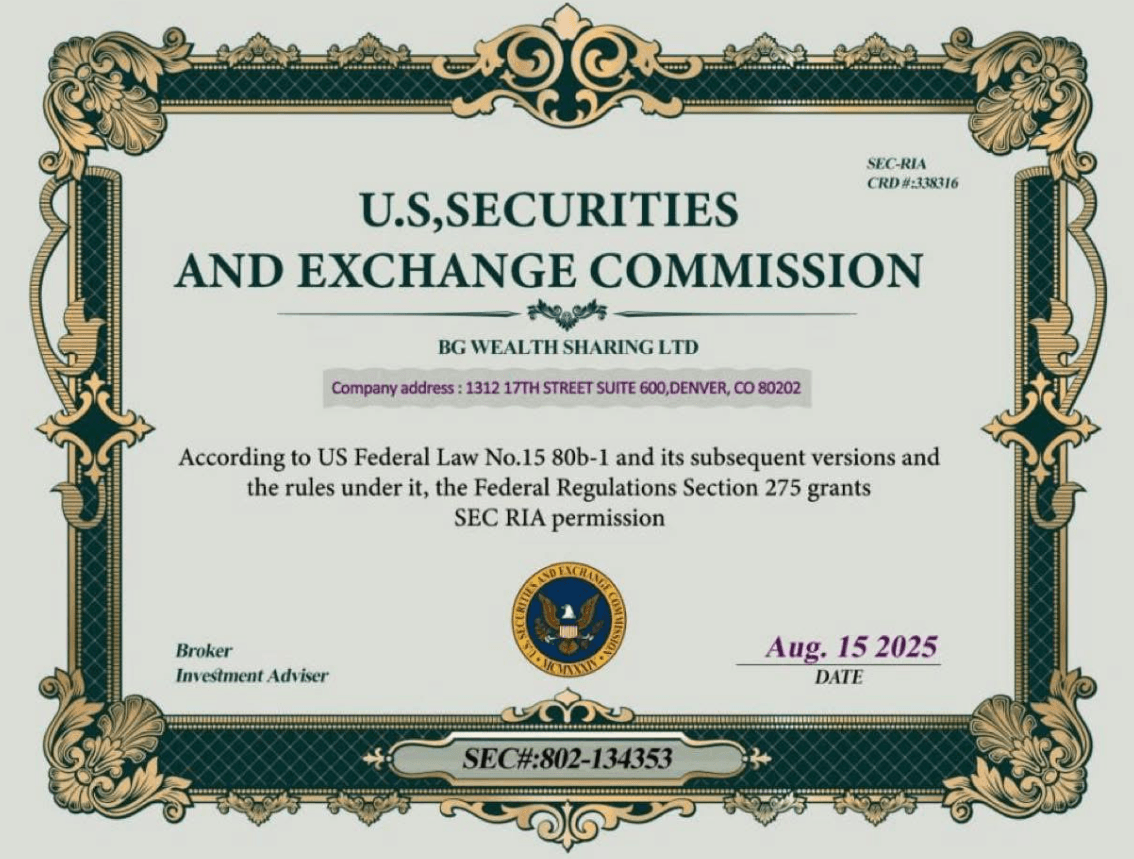 U.S. SEC — BG Wealth RIA Permission