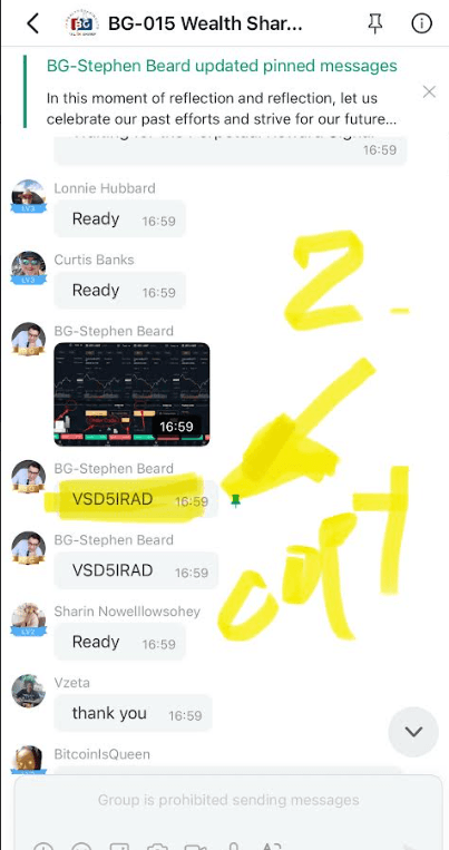 BonChat group showing the signal code from Professor Stephen